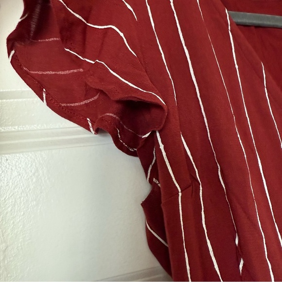 Abercrombie & Fitch dress Wrap maroon red stipe asymmetrical Medium - Picture 4 of 11